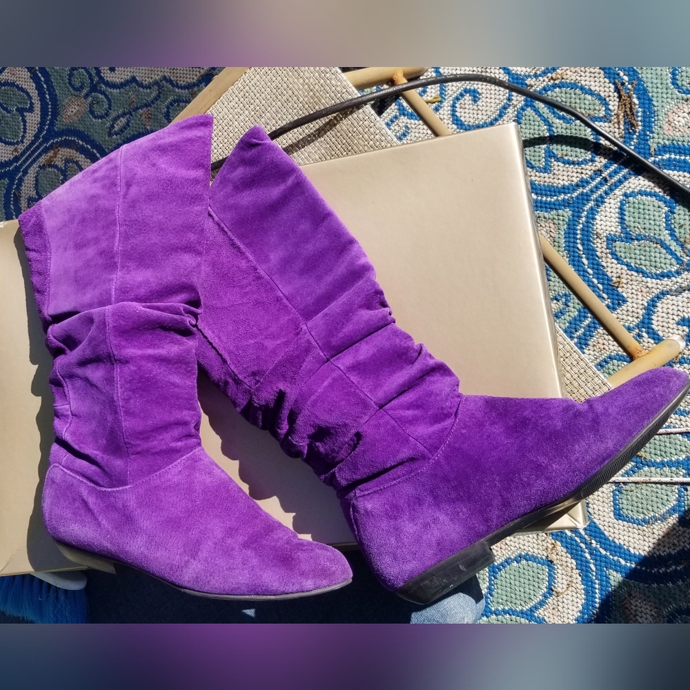 Purple Women's Flat Boots - Picture 8 of 11